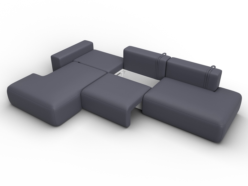 Диван угловой Лига-036 НПБ Модерн Лонг левый угол, Экокожа, GRIFON 15 серый