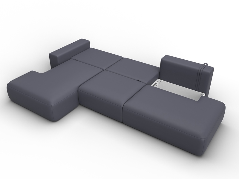 Диван угловой Лига-036 НПБ Модерн Лонг левый угол, Экокожа, GRIFON 15 серый