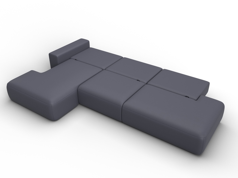 Диван угловой Лига-036 НПБ Модерн Лонг левый угол, Экокожа, GRIFON 15 серый