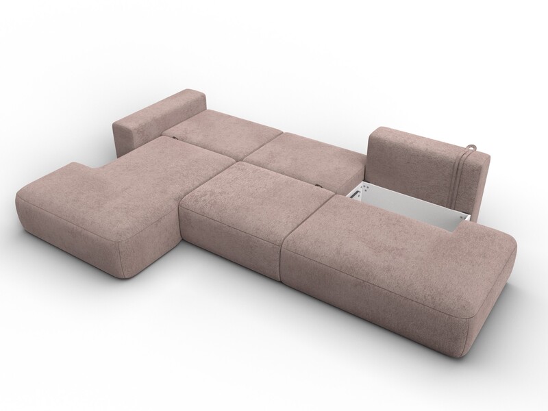 Диван угловой Лига-036 НПБ Модерн Лонг левый угол, Велюр, TOWER 05 бежевый