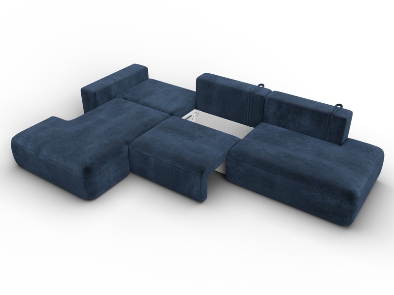 Диван угловой Лига-036 НПБ Модерн Лонг левый угол, Велюр, TOWER 13 синий