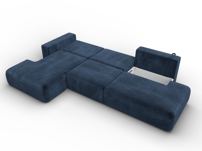 Диван угловой Лига-036 НПБ Модерн Лонг левый угол, Велюр, TOWER 13 синий