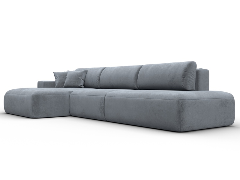 Диван угловой Лига-036 НПБ Модерн Лонг левый угол, Велюр, TOWER 10 серый