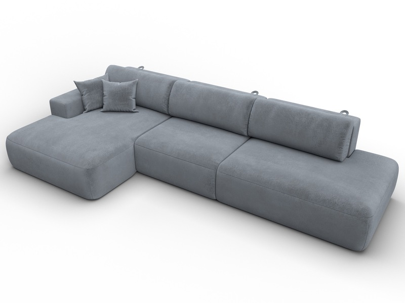 Диван угловой Лига-036 НПБ Модерн Лонг левый угол, Велюр, TOWER 10 серый