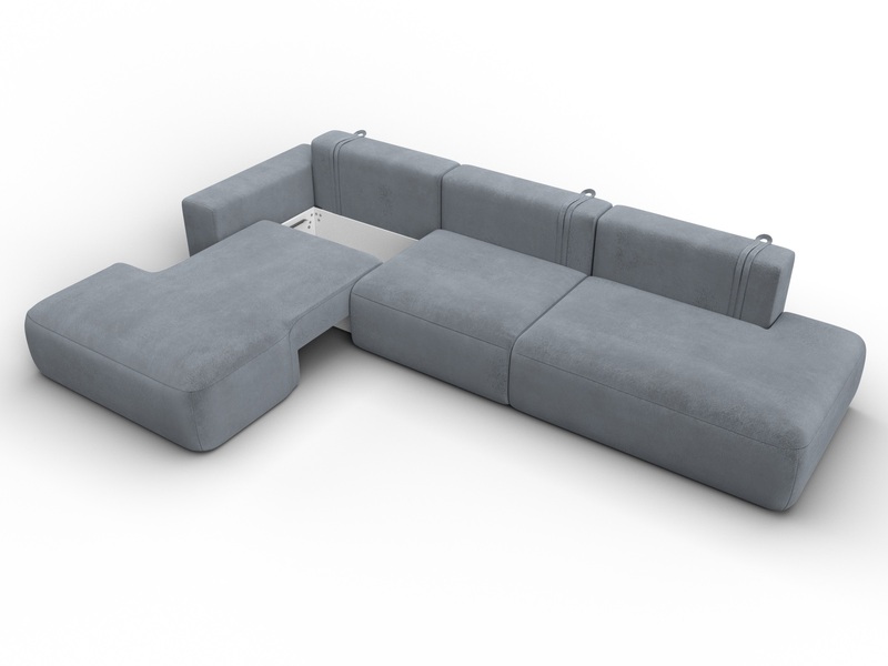 Диван угловой Лига-036 НПБ Модерн Лонг левый угол, Велюр, TOWER 10 серый
