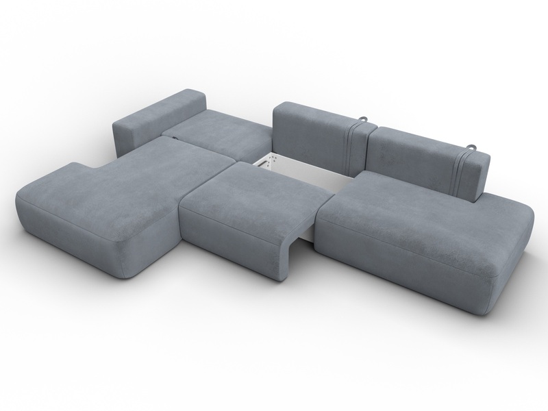 Диван угловой Лига-036 НПБ Модерн Лонг левый угол, Велюр, TOWER 10 серый