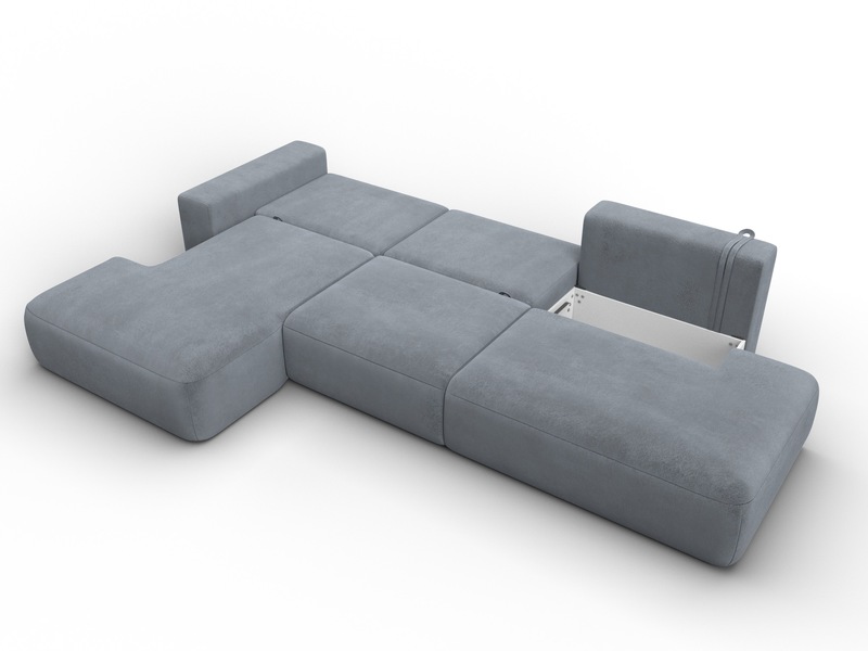 Диван угловой Лига-036 НПБ Модерн Лонг левый угол, Велюр, TOWER 10 серый