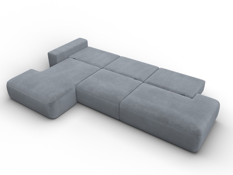 Диван угловой Лига-036 НПБ Модерн Лонг левый угол, Велюр, TOWER 10 серый