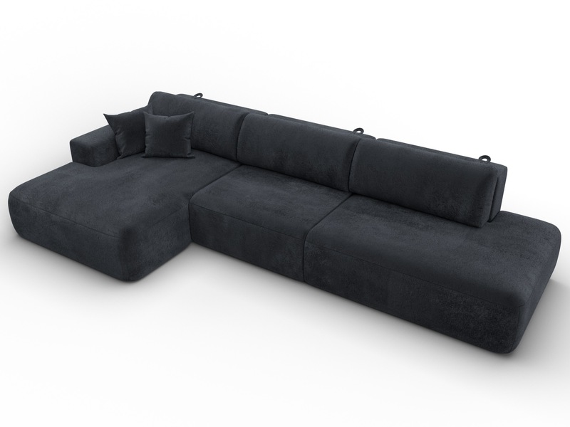 Диван угловой Лига-036 НПБ Модерн Лонг левый угол, Велюр, TOWER 11 темно-серый