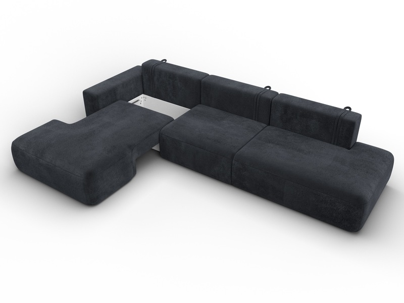 Диван угловой Лига-036 НПБ Модерн Лонг левый угол, Велюр, TOWER 11 темно-серый
