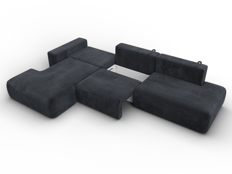 Диван угловой Лига-036 НПБ Модерн Лонг левый угол, Велюр, TOWER 11 темно-серый