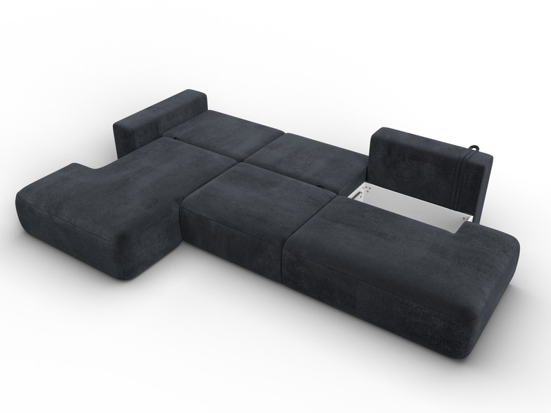 Диван угловой Лига-036 НПБ Модерн Лонг левый угол, Велюр, TOWER 11 темно-серый