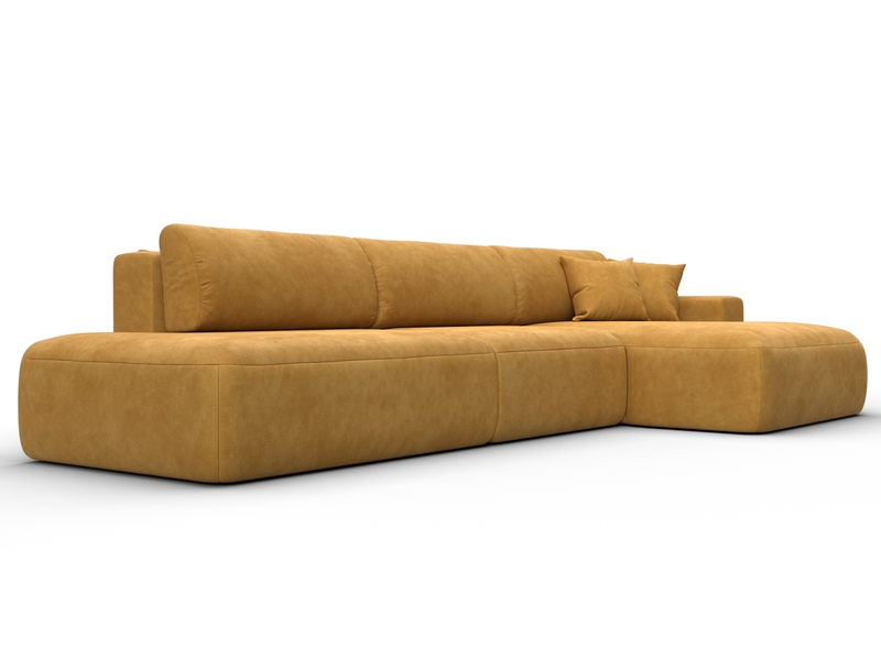 Диван угловой Лига-036 НПБ Модерн Лонг правый угол, Велюр, BRUT 10 желтый