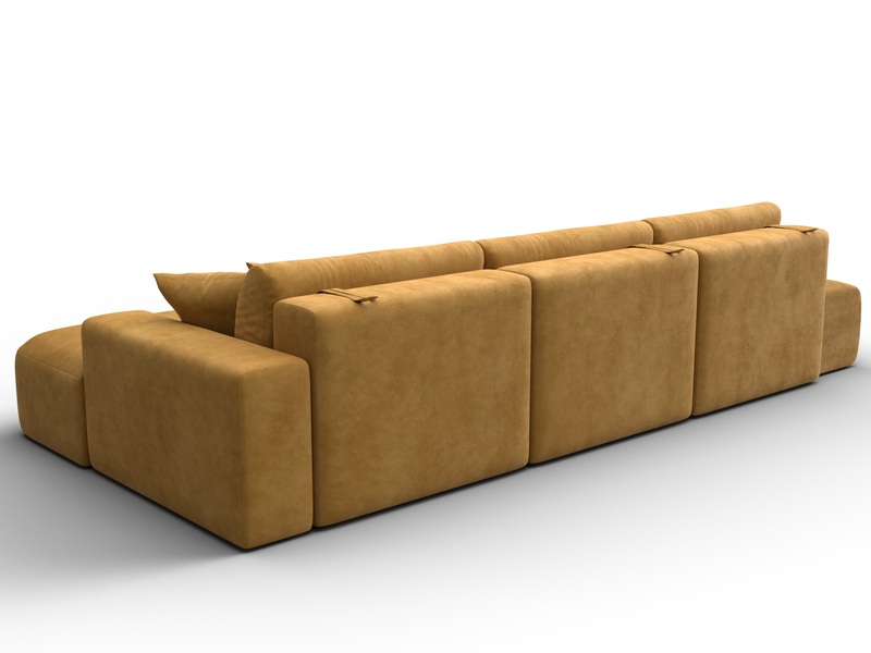 Диван угловой Лига-036 НПБ Модерн Лонг правый угол, Велюр, BRUT 10 желтый