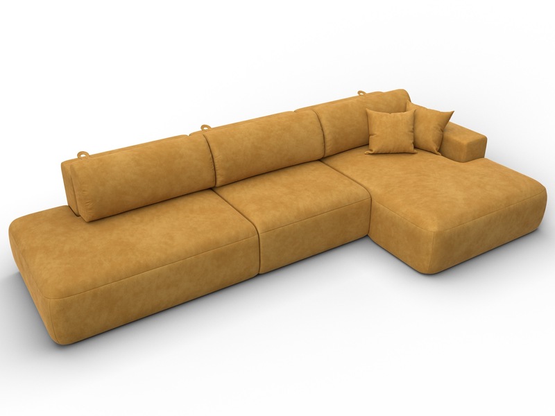 Диван угловой Лига-036 НПБ Модерн Лонг правый угол, Велюр, BRUT 10 желтый