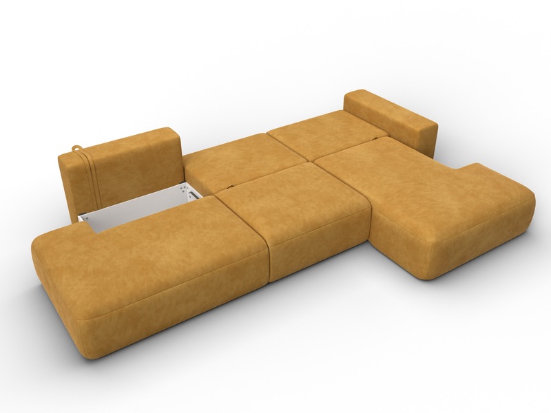 Диван угловой Лига-036 НПБ Модерн Лонг правый угол, Велюр, BRUT 10 желтый