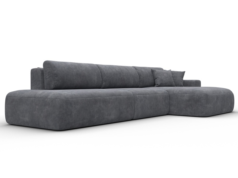 Диван угловой Лига-036 НПБ Модерн Лонг правый угол, Велюр, BRUT 16 темно-серый