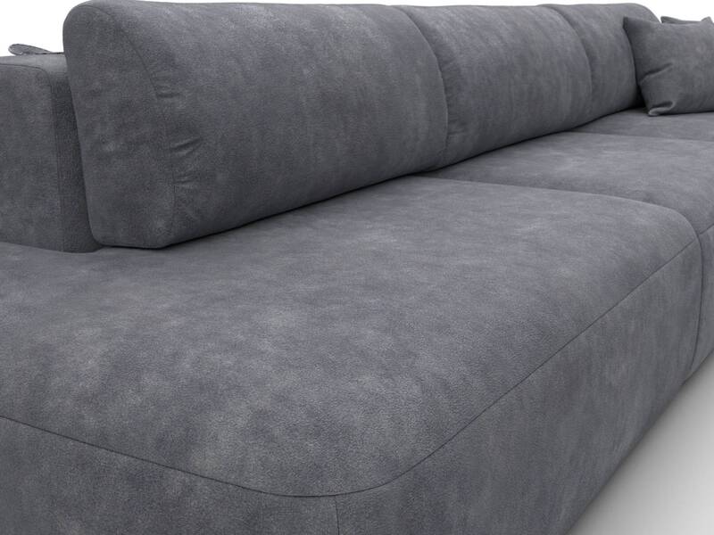 Диван угловой Лига-036 НПБ Модерн Лонг правый угол, Велюр, BRUT 16 темно-серый