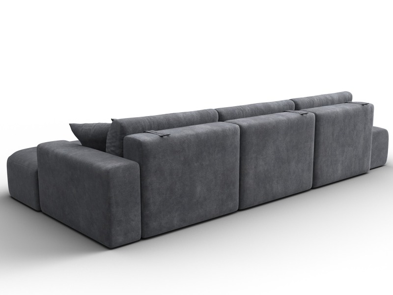 Диван угловой Лига-036 НПБ Модерн Лонг правый угол, Велюр, BRUT 16 темно-серый