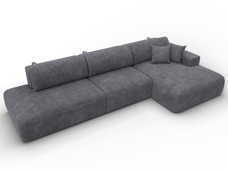 Диван угловой Лига-036 НПБ Модерн Лонг правый угол, Велюр, BRUT 16 темно-серый