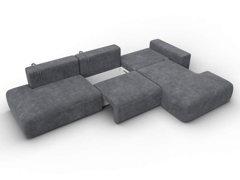 Диван угловой Лига-036 НПБ Модерн Лонг правый угол, Велюр, BRUT 16 темно-серый