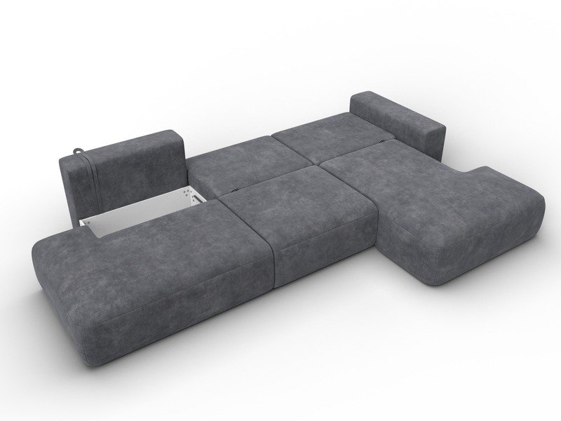 Диван угловой Лига-036 НПБ Модерн Лонг правый угол, Велюр, BRUT 16 темно-серый