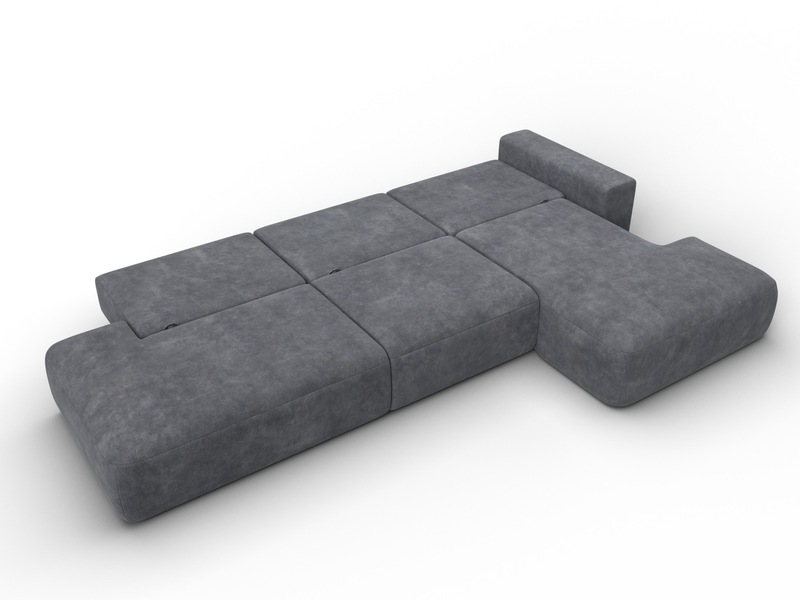 Диван угловой Лига-036 НПБ Модерн Лонг правый угол, Велюр, BRUT 16 темно-серый