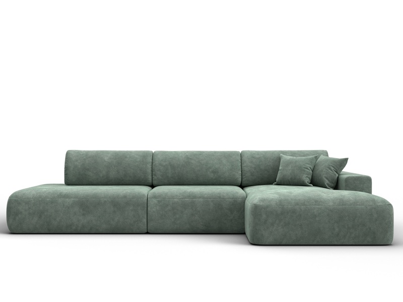 Диван угловой Лига-036 НПБ Модерн Лонг правый угол, Велюр, BRUT 08 зеленый