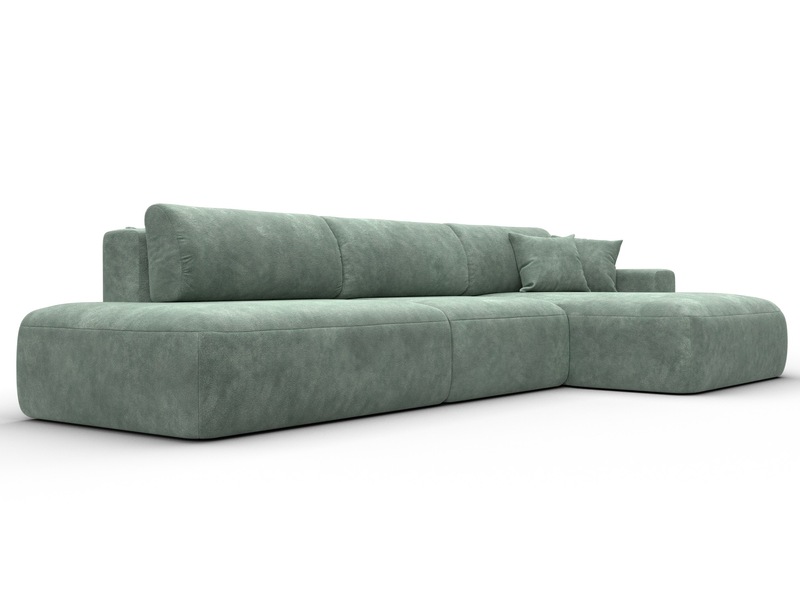 Диван угловой Лига-036 НПБ Модерн Лонг правый угол, Велюр, BRUT 08 зеленый