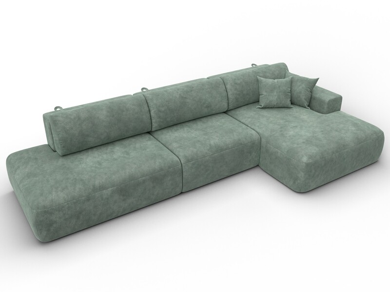 Диван угловой Лига-036 НПБ Модерн Лонг правый угол, Велюр, BRUT 08 зеленый