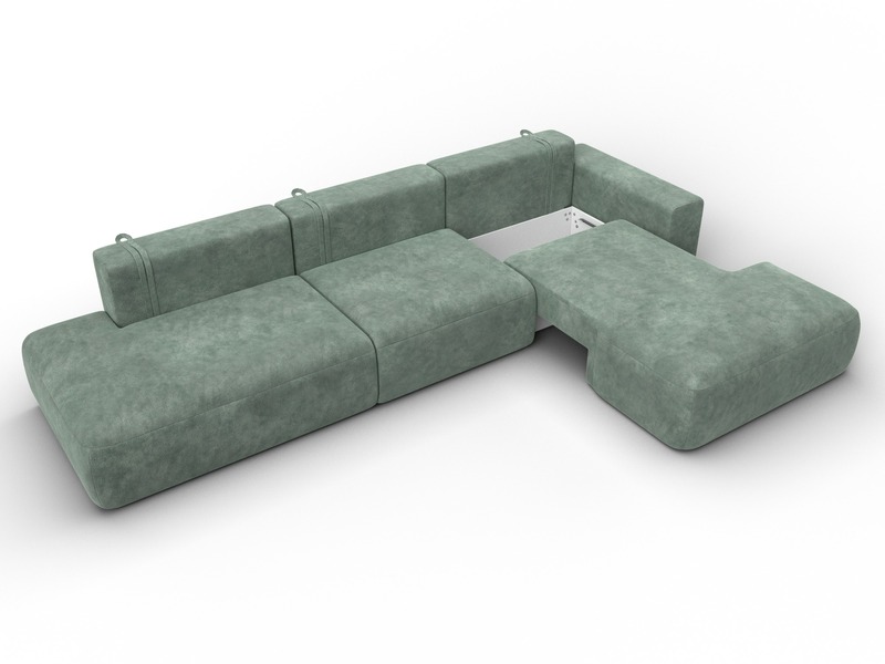 Диван угловой Лига-036 НПБ Модерн Лонг правый угол, Велюр, BRUT 08 зеленый