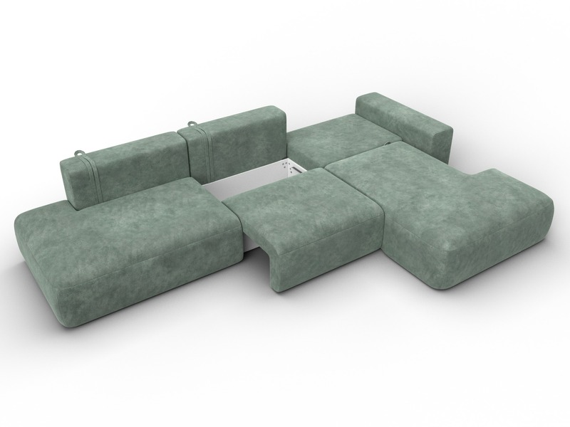 Диван угловой Лига-036 НПБ Модерн Лонг правый угол, Велюр, BRUT 08 зеленый
