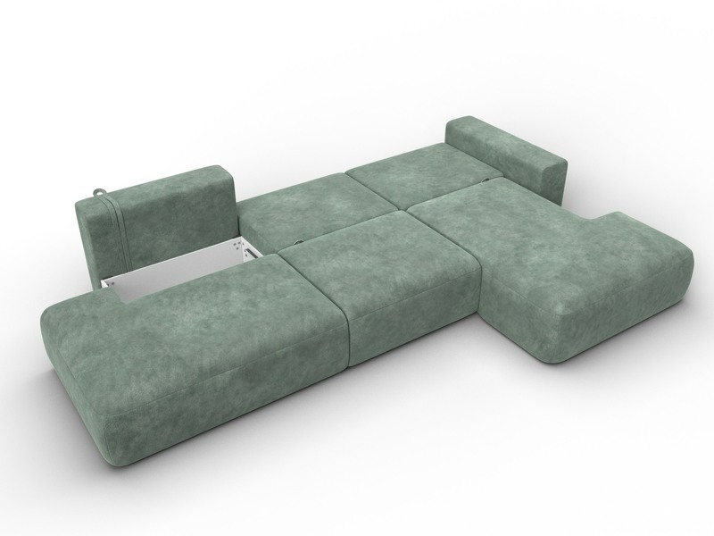 Диван угловой Лига-036 НПБ Модерн Лонг правый угол, Велюр, BRUT 08 зеленый