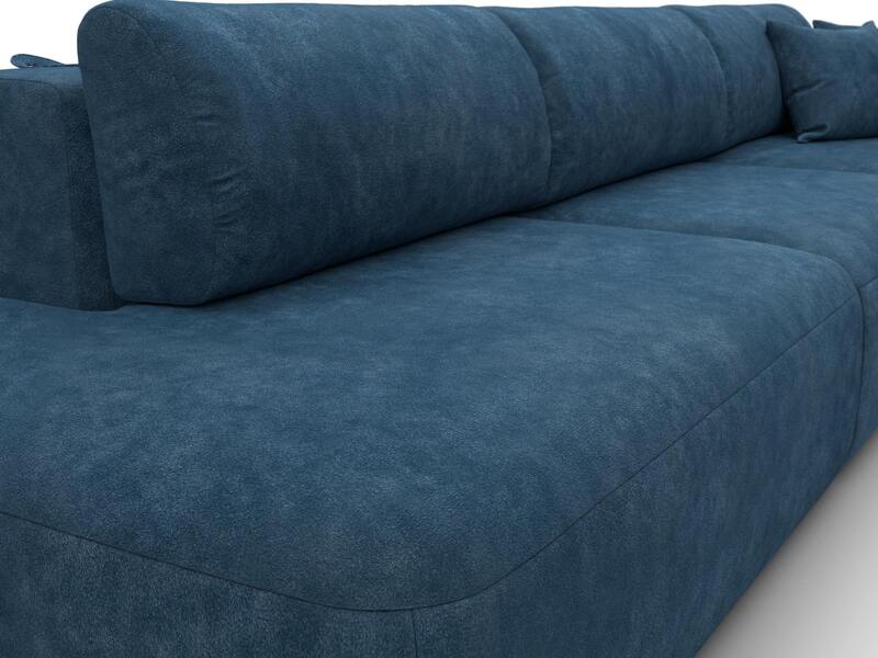 Диван угловой Лига-036 НПБ Модерн Лонг правый угол, Велюр, BRUT 11 синий