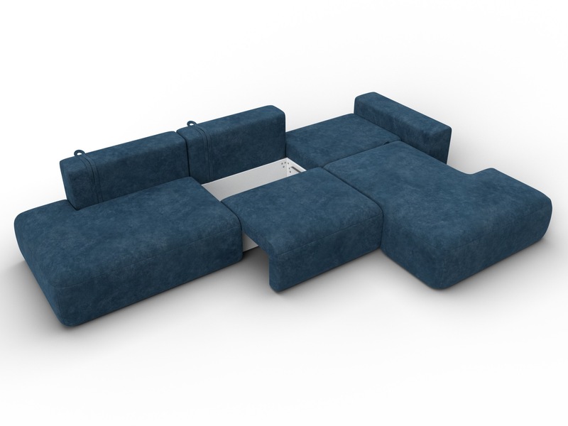 Диван угловой Лига-036 НПБ Модерн Лонг правый угол, Велюр, BRUT 11 синий