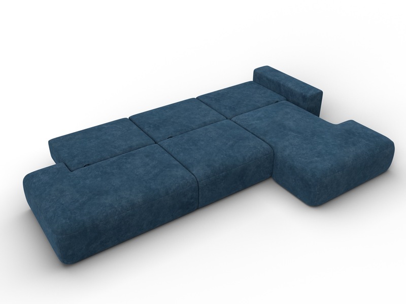 Диван угловой Лига-036 НПБ Модерн Лонг правый угол, Велюр, BRUT 11 синий