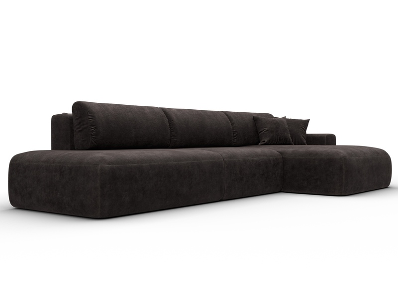 Диван угловой Лига-036 НПБ Модерн Лонг правый угол, Велюр, BRUT 17 коричневый