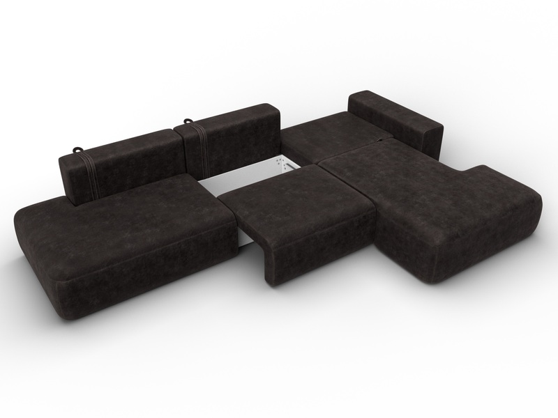 Диван угловой Лига-036 НПБ Модерн Лонг правый угол, Велюр, BRUT 17 коричневый