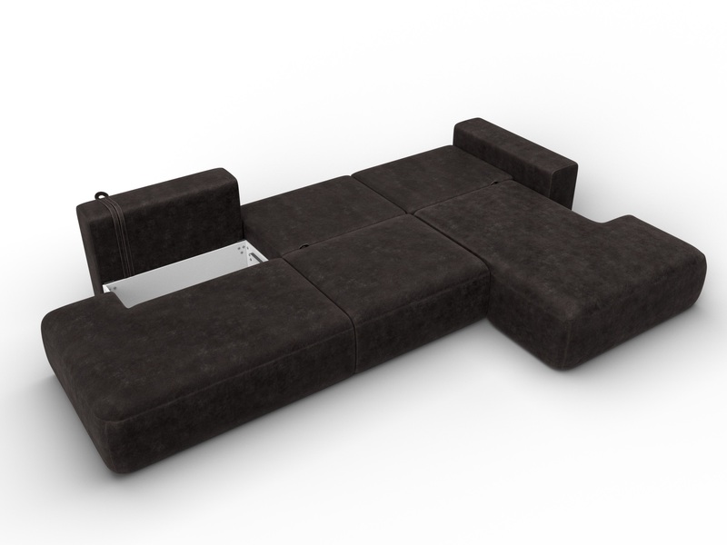 Диван угловой Лига-036 НПБ Модерн Лонг правый угол, Велюр, BRUT 17 коричневый