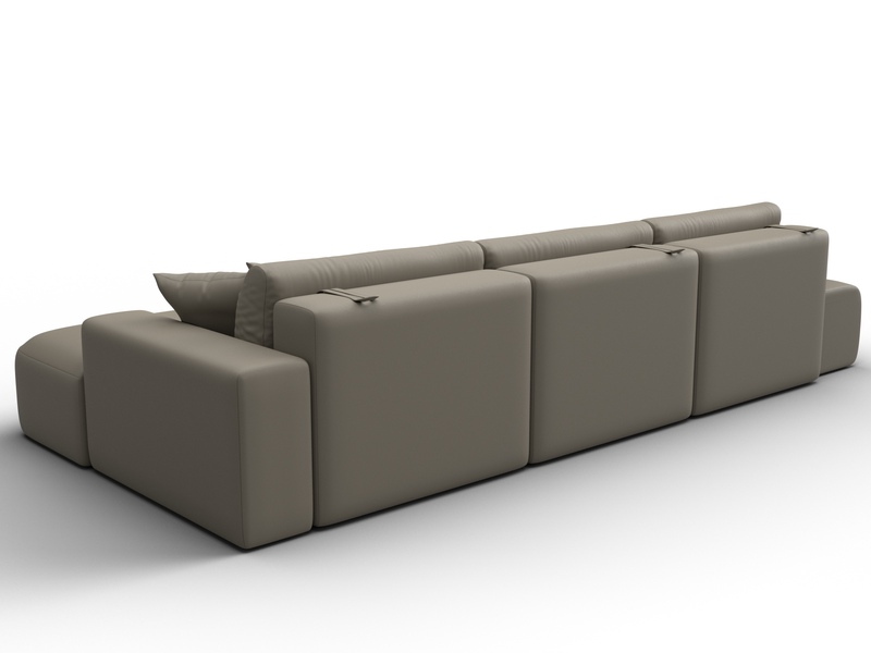 Диван угловой Лига-036 НПБ Модерн Лонг правый угол, Экокожа, GRIFON 04 бежевый