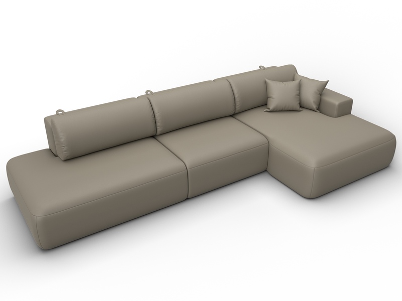 Диван угловой Лига-036 НПБ Модерн Лонг правый угол, Экокожа, GRIFON 04 бежевый