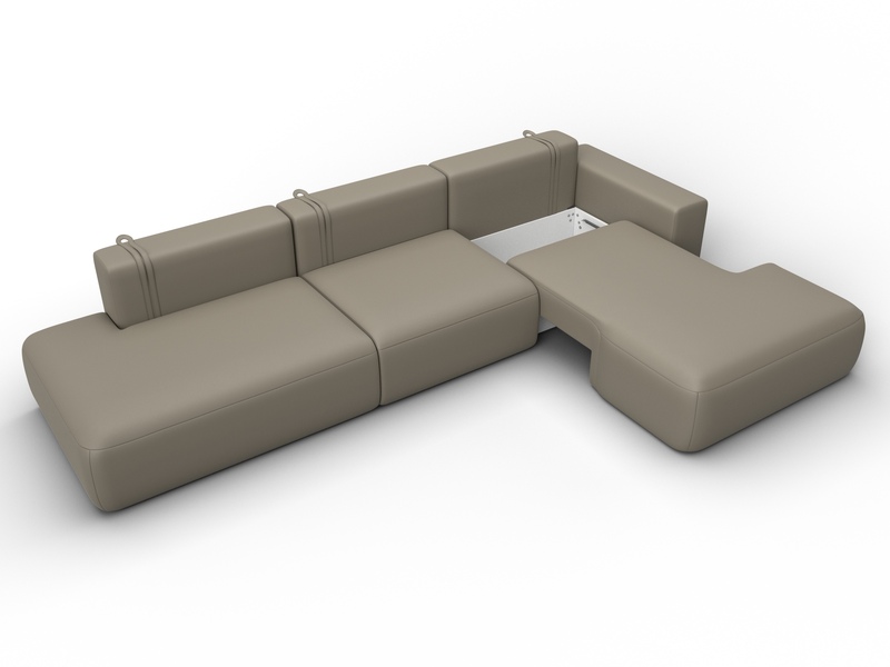 Диван угловой Лига-036 НПБ Модерн Лонг правый угол, Экокожа, GRIFON 04 бежевый