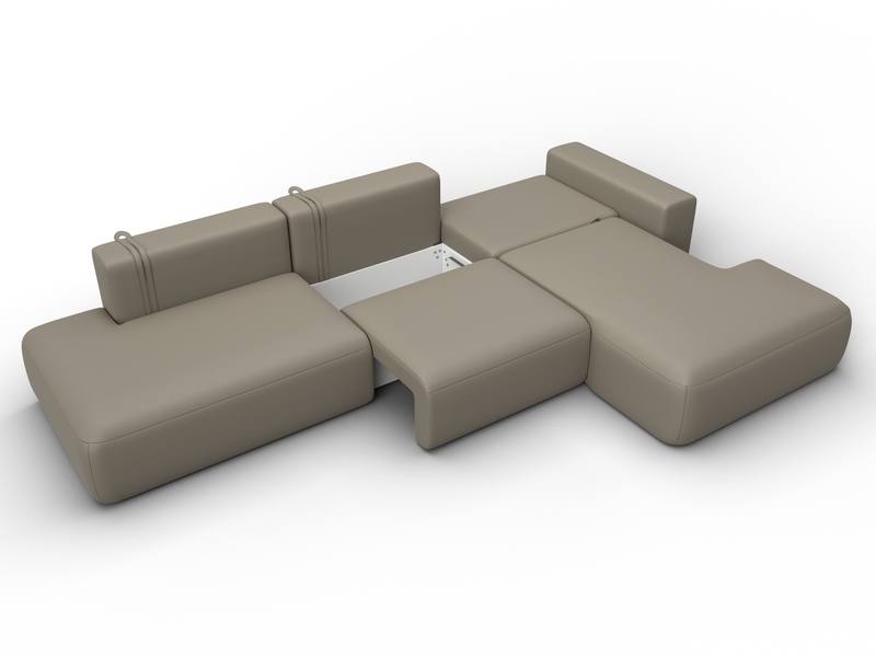 Диван угловой Лига-036 НПБ Модерн Лонг правый угол, Экокожа, GRIFON 04 бежевый