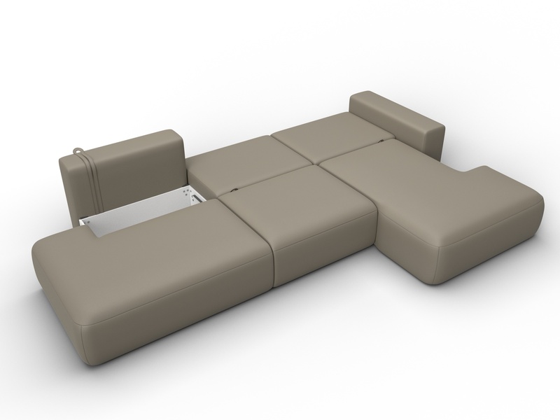 Диван угловой Лига-036 НПБ Модерн Лонг правый угол, Экокожа, GRIFON 04 бежевый