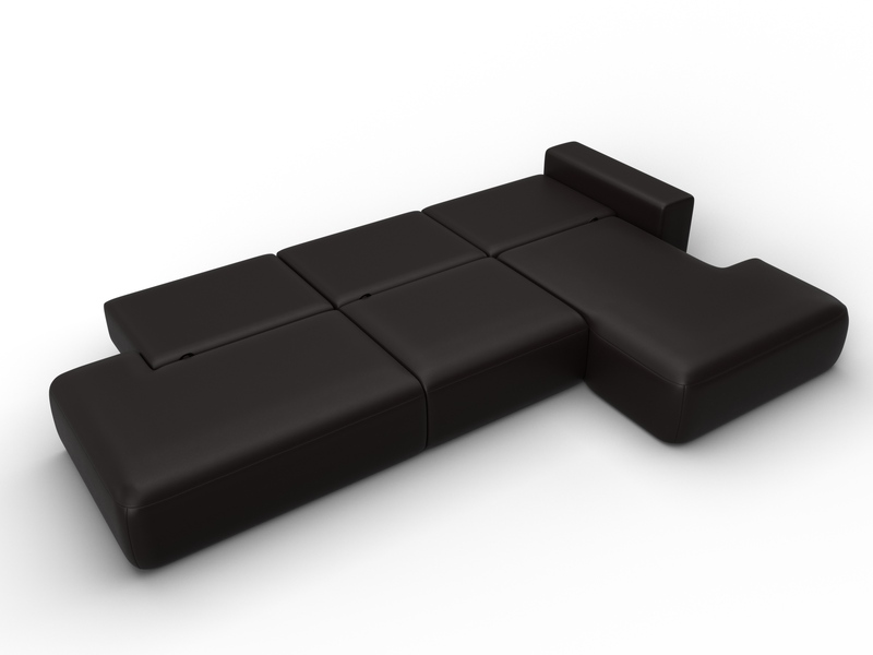 Диван угловой Лига-036 НПБ Модерн Лонг правый угол, Экокожа, GRIFON 12 коричневый