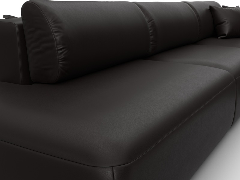 Диван угловой Лига-036 НПБ Модерн Лонг правый угол, Экокожа, GRIFON 12 коричневый