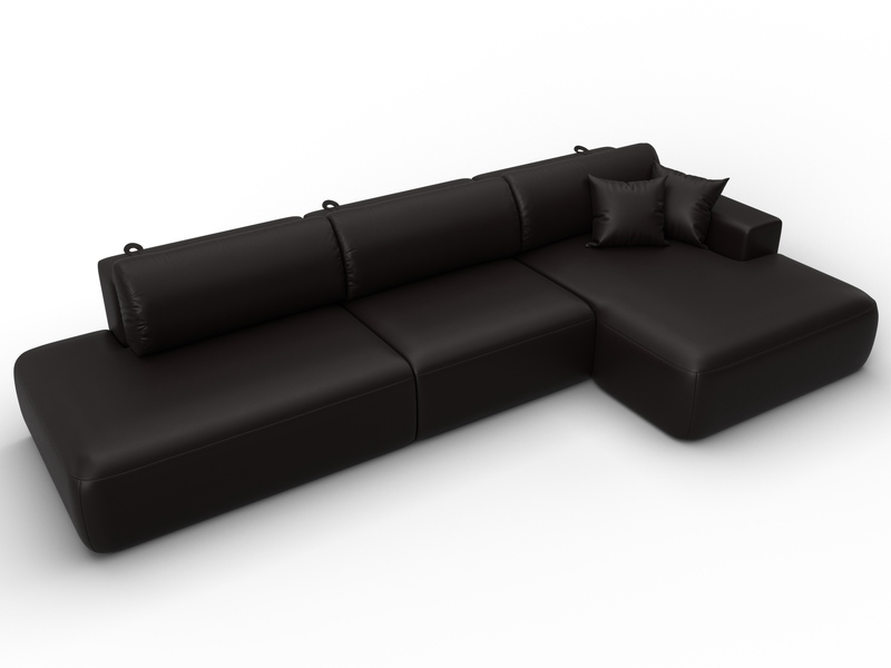 Диван угловой Лига-036 НПБ Модерн Лонг правый угол, Экокожа, GRIFON 12 коричневый