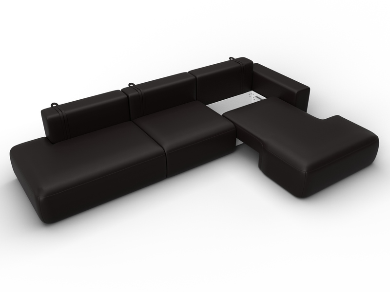 Диван угловой Лига-036 НПБ Модерн Лонг правый угол, Экокожа, GRIFON 12 коричневый