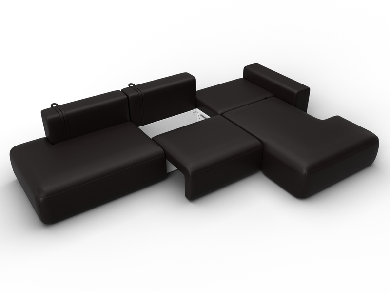 Диван угловой Лига-036 НПБ Модерн Лонг правый угол, Экокожа, GRIFON 12 коричневый