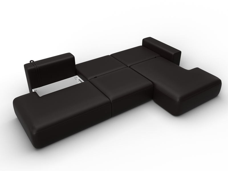 Диван угловой Лига-036 НПБ Модерн Лонг правый угол, Экокожа, GRIFON 12 коричневый